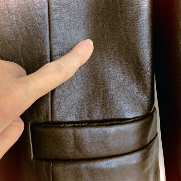 EUC Designer Genuine Leather Jones New York Brown Zip Front Jacket Small - Picture 6 of 6